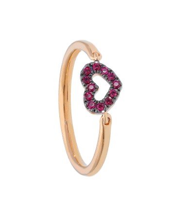 Casella Gioielli Rose Gold Ring with Ruby Heart