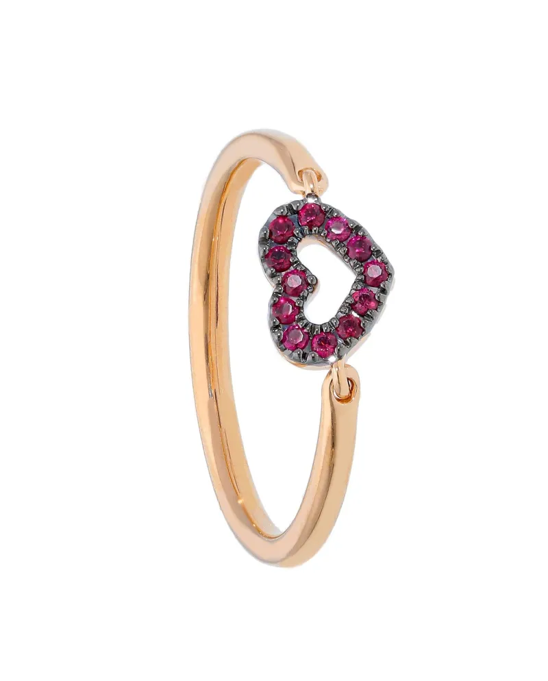 Bague Casella Gioielli en or rose avec cœur en rubis