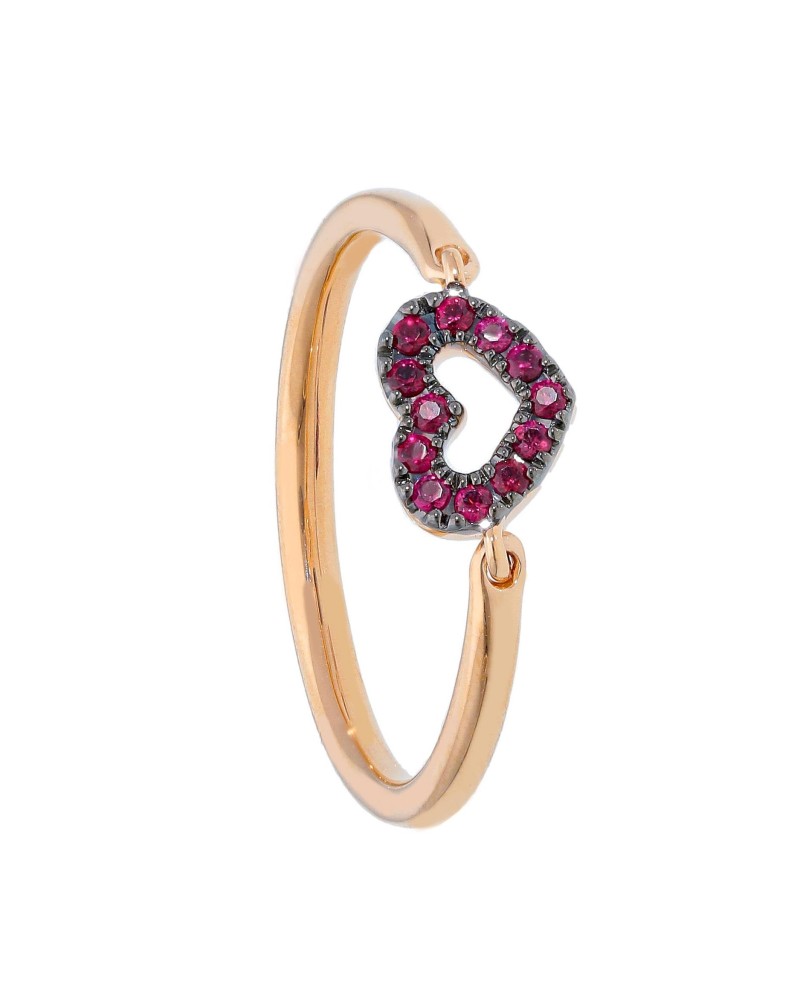 Casella Gioielli Rose Gold Ring with Ruby Heart