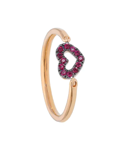 Bague Casella Gioielli en or rose avec cœur en rubis