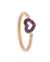 Bague Casella Gioielli en or rose avec cœur en rubis