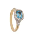 Casella Gioielli Chevalier Ring in Rose Gold with Blue Topaz and Diamonds