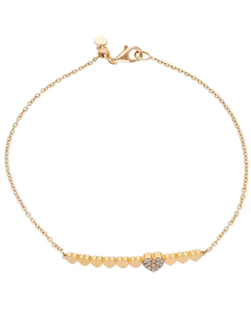 Bracciale Casella Gioielli in Oro Rosa con Cuori e Diamanti