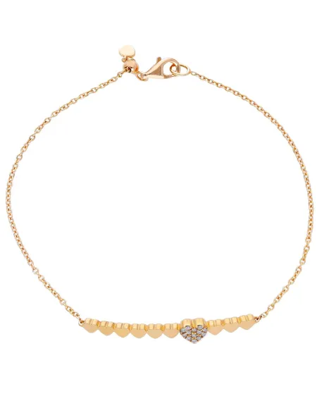 Bracciale Casella Gioielli in Oro Rosa con Cuori e Diamanti