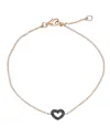 Bracciale Casella Gioielli in Oro Rosa con Cuore di Diamanti Neri