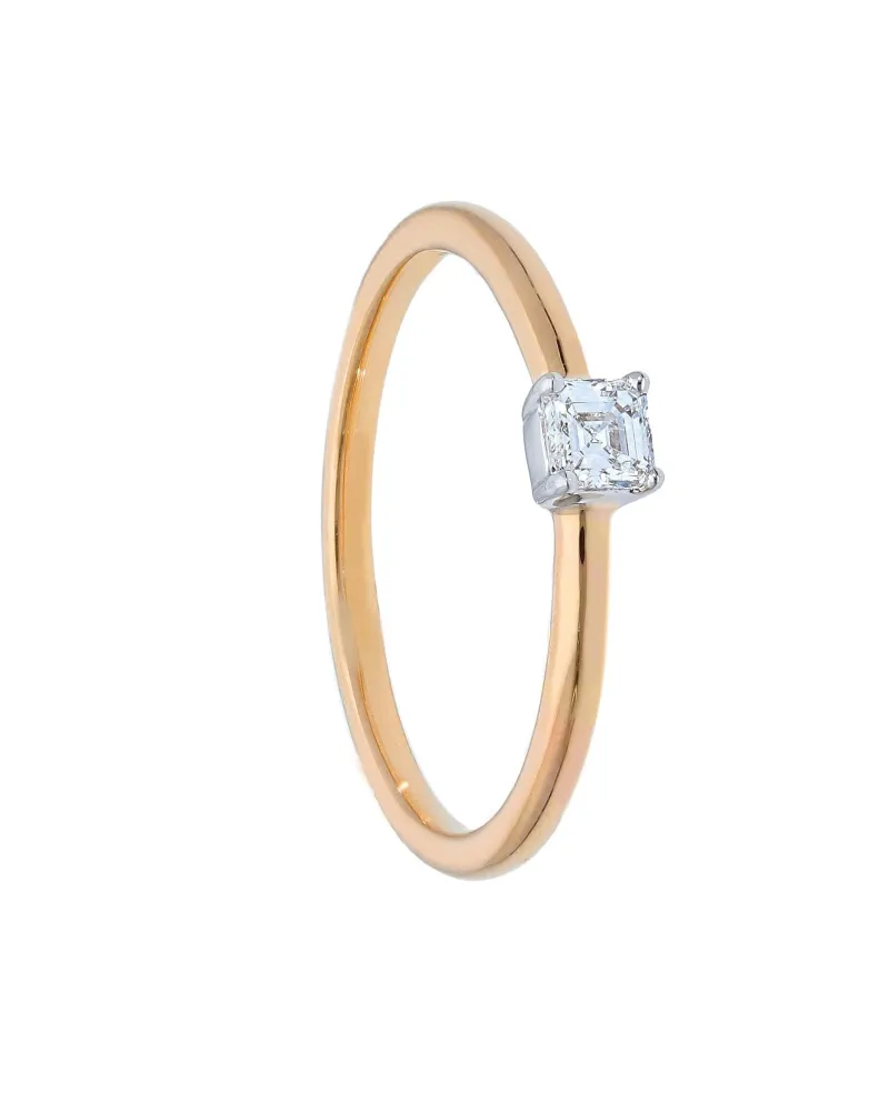 Anello Solitario Casella Gioielli in Oro Rosa con Diamante Anello Solitario Casella Gioielli in Oro Rosa con Diamante