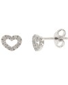 Orecchini a Lobo Casella Gioielli in Oro Bianco con Cuore di Diamanti