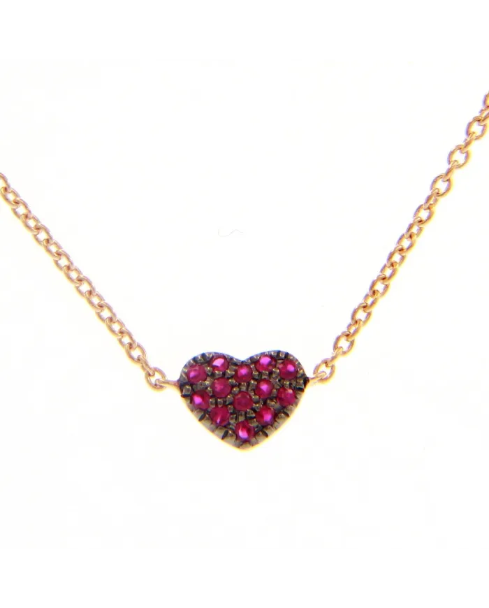 Casella Gioielli Rose Gold Choker with Ruby Heart