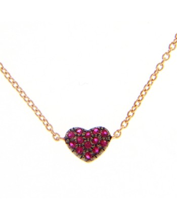 Girocollo Casella Gioielli in Oro Rosa con Cuore di Rubini