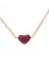 Girocollo Casella Gioielli in Oro Rosa con Cuore di Rubini