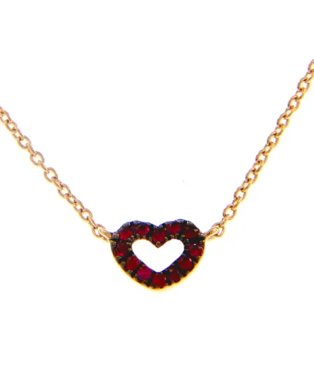 Casella Gioielli Rose Gold Choker with Ruby Heart