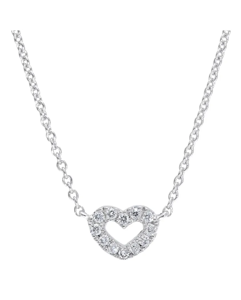 Girocollo Casella Gioielli in Oro Bianco con Cuore di Diamanti Bianchi