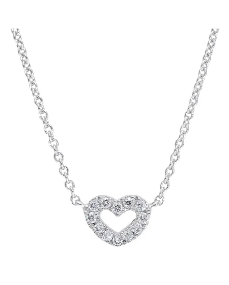 Girocollo Casella Gioielli in Oro Bianco con Cuore di Diamanti Bianchi