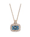 Casella Gioielli Rose Gold Choker Necklace with Blue Topaz and Diamond Pendant