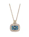 Casella Gioielli Rose Gold Choker Necklace with Blue Topaz and Diamond Pendant