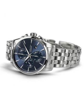 Orologio Hamilton Jazzmaster Auto Chrono con Quadrante Blu e Bracciale in Acciaio