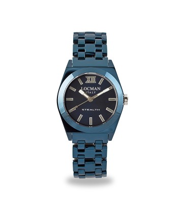 Locman Stealth quartz watch in blue PVD steel and titanium