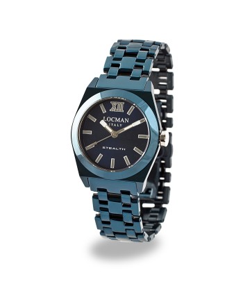 Locman Stealth quartz watch in blue PVD steel and titanium