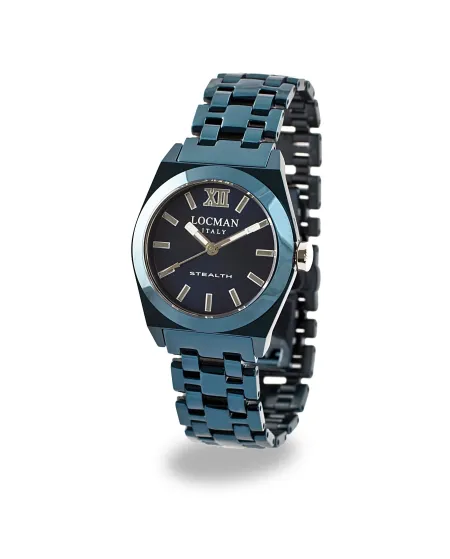 Locman Orologio Stealth al quarzo in acciaio e titanio Pvd blu