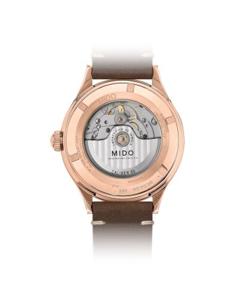 Orologio Mido Multifort Patrimony Pvd con Quadrante Nero e Cinturino in Pelle Marrone