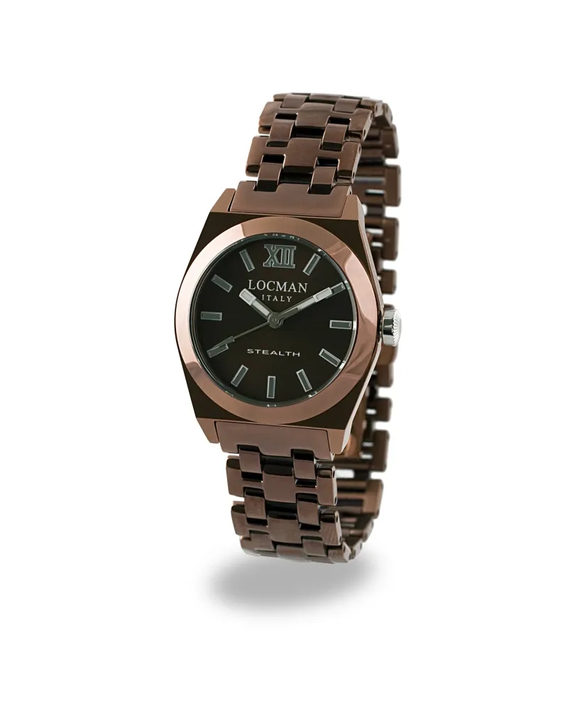 Locman Orologio Stealth solo tempo al quarzo cassa marrone in acciaio e  titanio Pvd | Gioielleria Casella | Orologi al quarzo