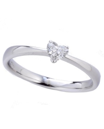Casella Gioielli White Gold Solitaire Ring with Heart-Shaped Diamond