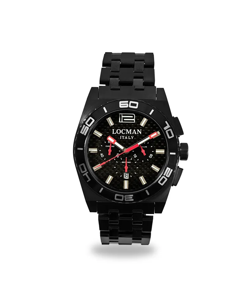 Locman Orologio Stealth cronografo al quarzo in acciaio e titanio Pvd nero  | Gioielleria Casella | Cronografi