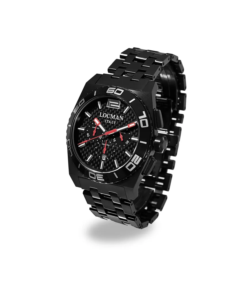 Locman Orologio Stealth cronografo al quarzo in acciaio e titanio Pvd nero  | Gioielleria Casella | Cronografi