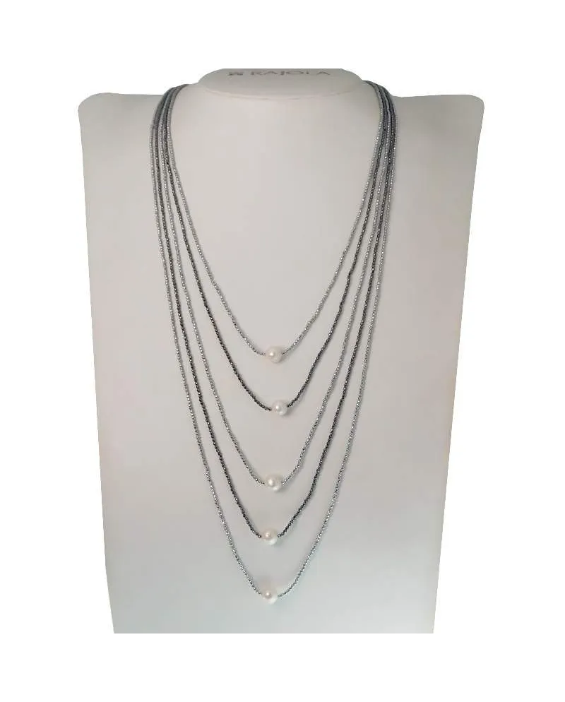 Collana 5 Fili Rajola Lucilla con Perle Bianche ed Ematite