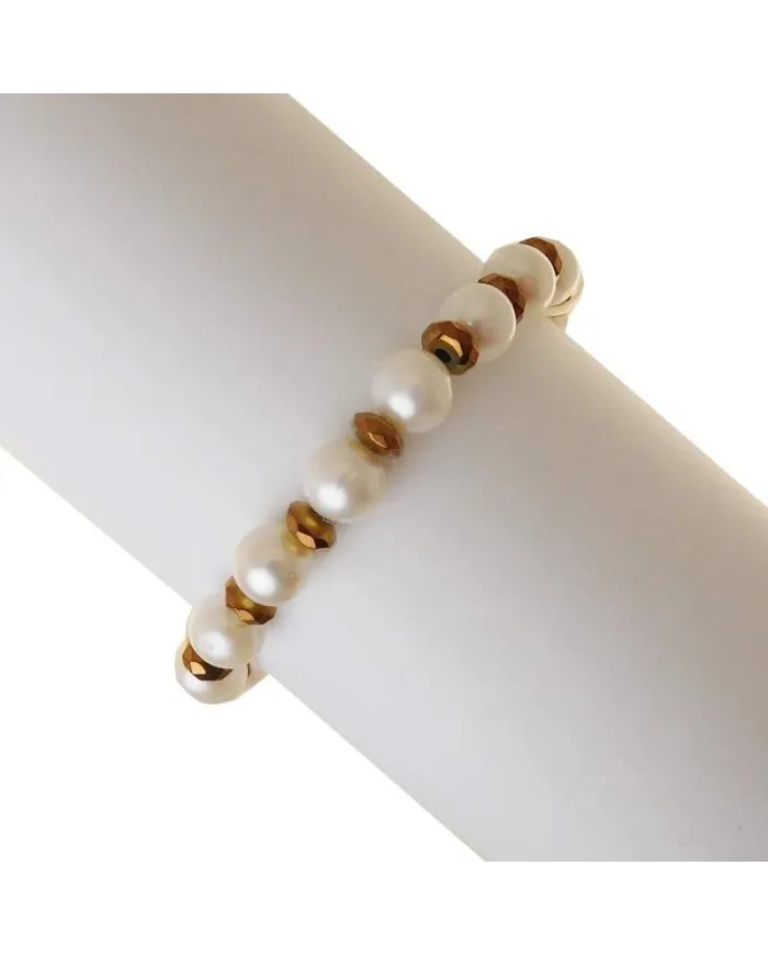 Bracciale Rajola Greta con Perle Bianche ed Ematite Brown
