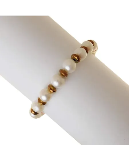 Bracciale Rajola Greta con Perle Bianche ed Ematite Brown