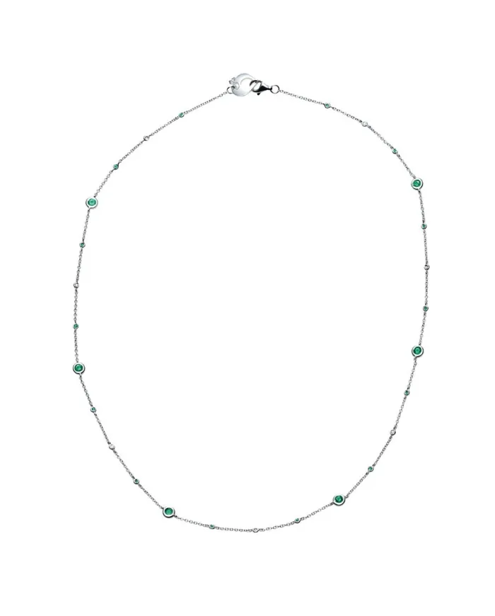 Chantecler Collana Capri oro bianco, diamanti bianchi e smeraldi