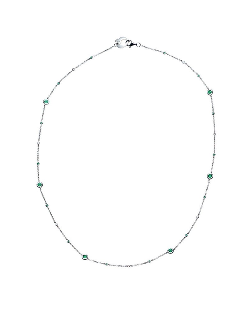 Chantecler Capri Necklace in white gold, white diamonds and emeralds