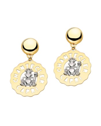 Boucles d'oreilles Chantecler Logo moyennes en or jaune et diamants blancs