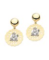 Chantecler Logo Medium Frog Earrings in Yellow Gold and White Diamonds