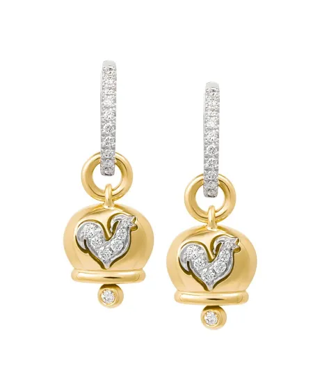 Paire de boucles d'oreilles Le Campanelle Chantecler en or jaune et diamants