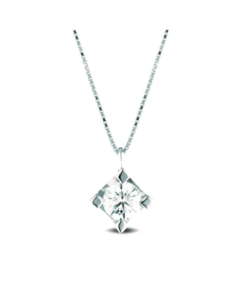Girocollo Punto Luce Coscia Le Lune Diamonds in Oro Bianco con Diamante 0,12 ct