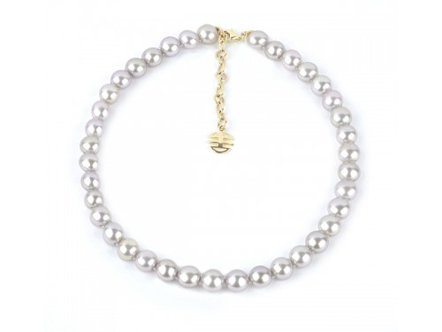 Collana Elastica Mimì con Perle Bianche e Oro Giallo