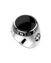 Anello cavalierie Zancan in argento con onice nera rotonda