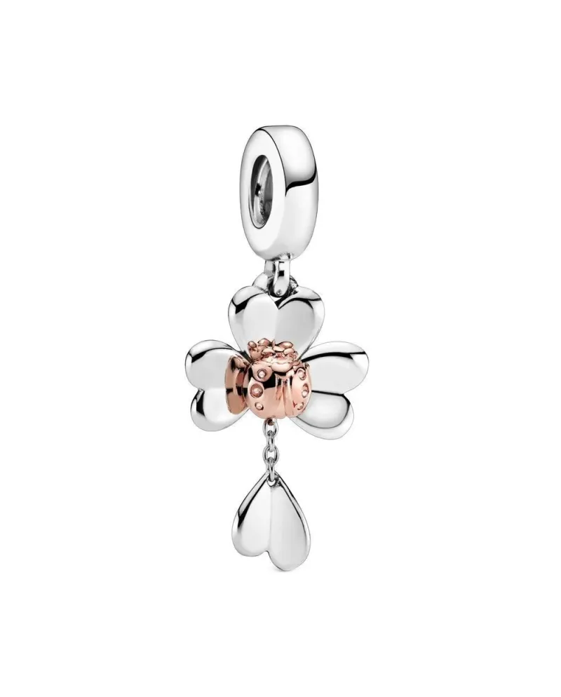 Charm Pendente Pandora Rose e Argento Quadrifoglio e Coccinella  Portafortuna | Gioielleria Casella | Charms