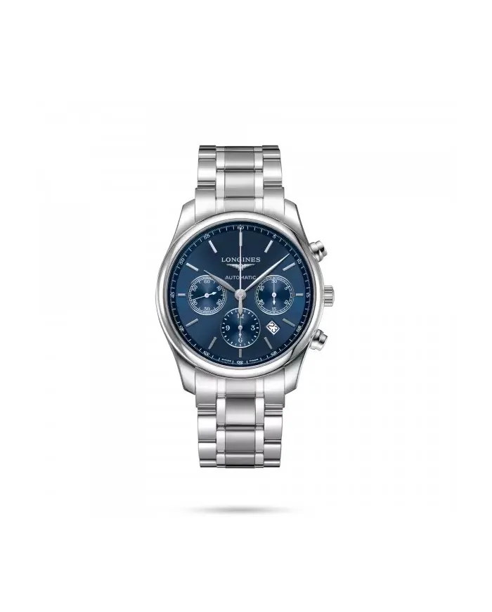 Orologio Cronografo Longines The Master Collection con Quadrante Blu e Cinturino in Acciaio