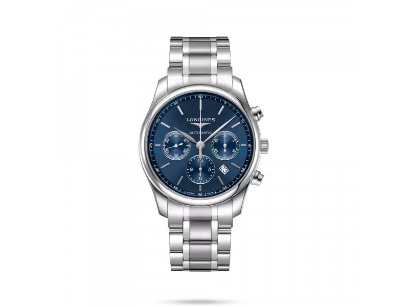 Orologio Cronografo Longines The Master Collection con Quadrante Blu e Cinturino in Acciaio