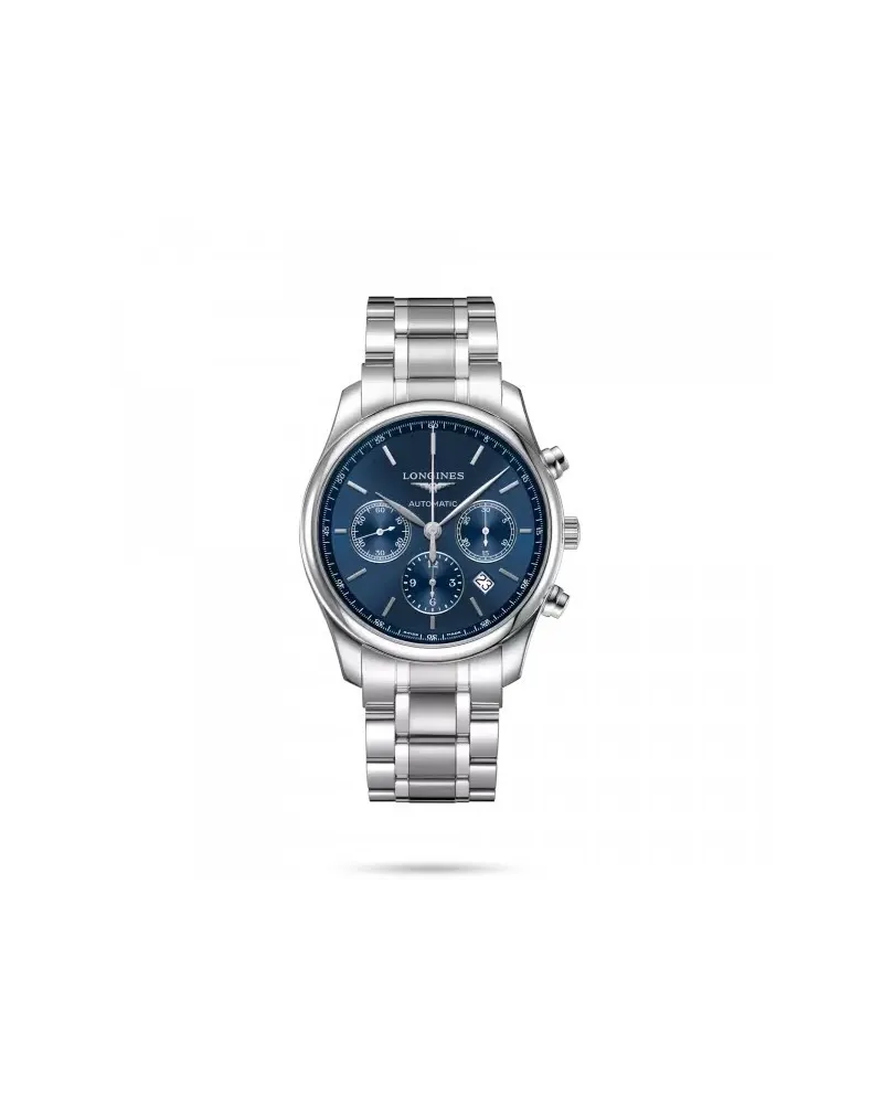 Orologio Cronografo Longines The Master Collection con Quadrante Blu e Cinturino in Acciaio
