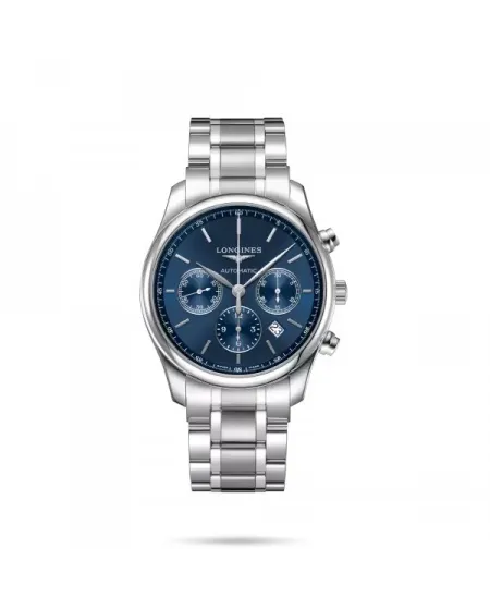 Orologio Cronografo Longines The Master Collection con Quadrante Blu e Cinturino in Acciaio