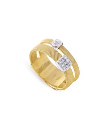 Anello Marco Bicego Masai in Oro Giallo Due Fili con Pavè di Diamanti