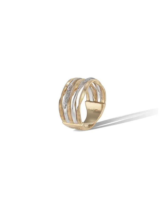 Marco Bicego Marrakech Waves 5-Strand Ring in Yellow Gold and Diamonds