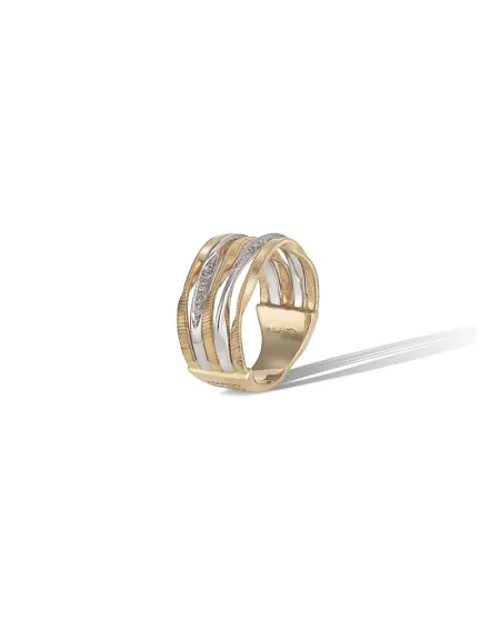 Bague Marco Bicego Marrakech Waves à 5 rangs en or jaune et diamants