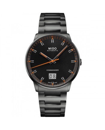 Orologio Mido Commander Big Date Pvd Nero con Quadrante Nero e Cinturino in Acciaio