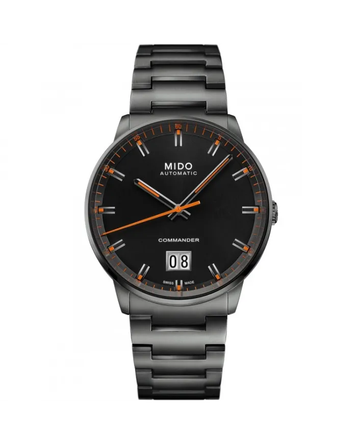 Orologio Mido Commander Big Date Pvd Nero con Quadrante Nero e Cinturino in Acciaio
