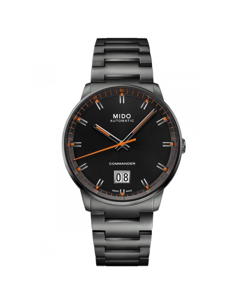 Orologio Mido Commander Big Date Pvd Nero con Quadrante Nero e Cinturino in Acciaio